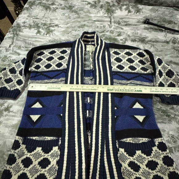 Lucky Brand Blue and White Knit Cardigan - Picture 6 of 8